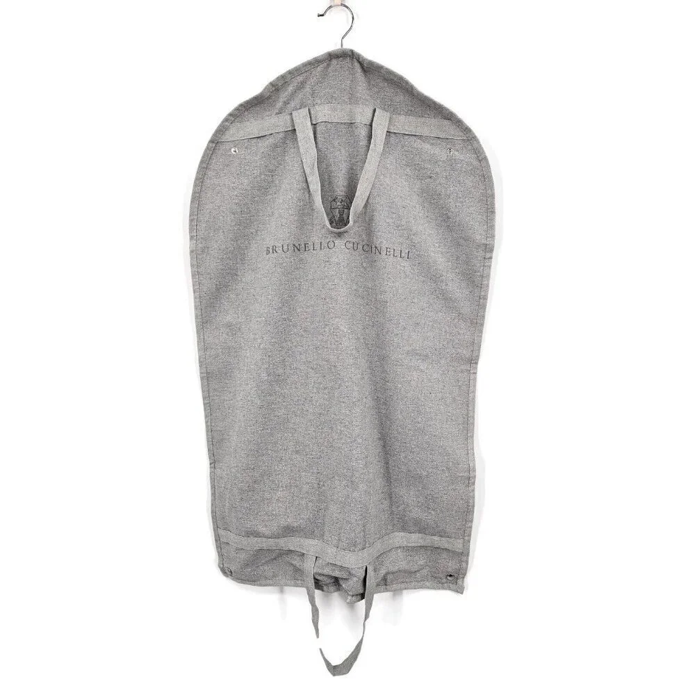 Brunello Cucinelli Grey Fabric Garment Bag 21x32 Zippered Snaps Handles